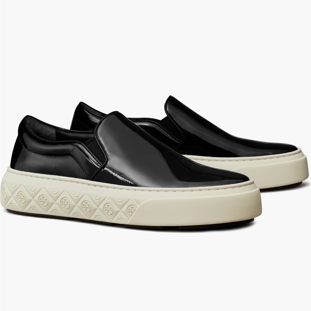Tory Burch Black Slip-On Sneakers with Cream Sole